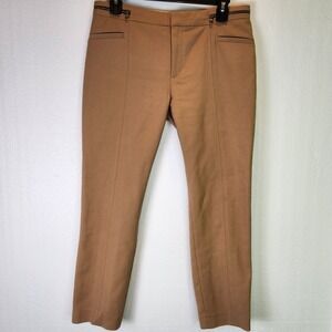 Zara Woman Camel Tan Zipper Waist Ankle Trousers Pants Size Medium 28